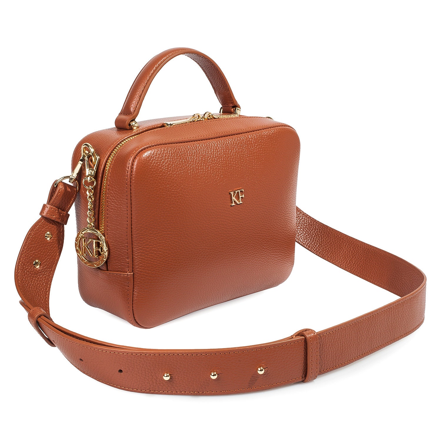 Leather Cross body Bag, Ginger Leather Shoulder Bag, Women's Leather Crossbody Bag, Leather bag KF-4637 - Image 5