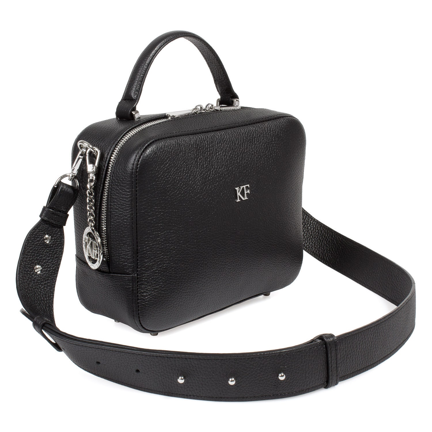 Leather Cross body Bag, Black Leather Shoulder Bag, Women's Leather Crossbody Bag, Leather bag KF-4636 - Image 2