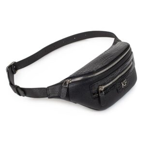 Leather women's Banana bag, Black Leather Banana bag, Women's Bananka bag, Leather belt Bananka bag KF-3434