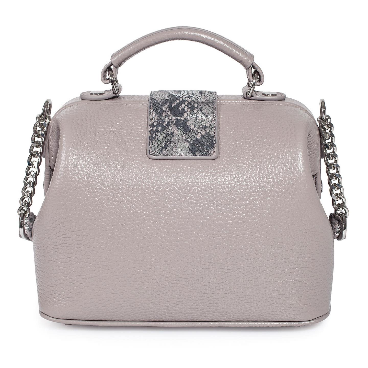 Leather doctor bag for women, Gray Beige Leather Shoulder Bag, Women's Leather doctor bag, Leather bag KF-1446 - Image 4
