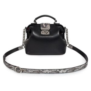 Leather doctor bag for women, Black Leather Shoulder Bag, Women's Leather doctor bag, Leather bag KF-3169
