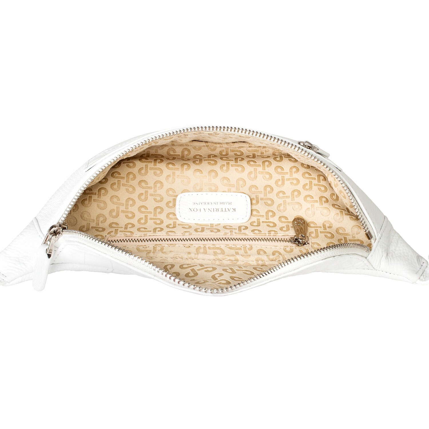 Leather women's Banana bag, White Leather Banana bag, Women's Bananka bag, Leather belt Bananka bag KF-3630 - Image 4