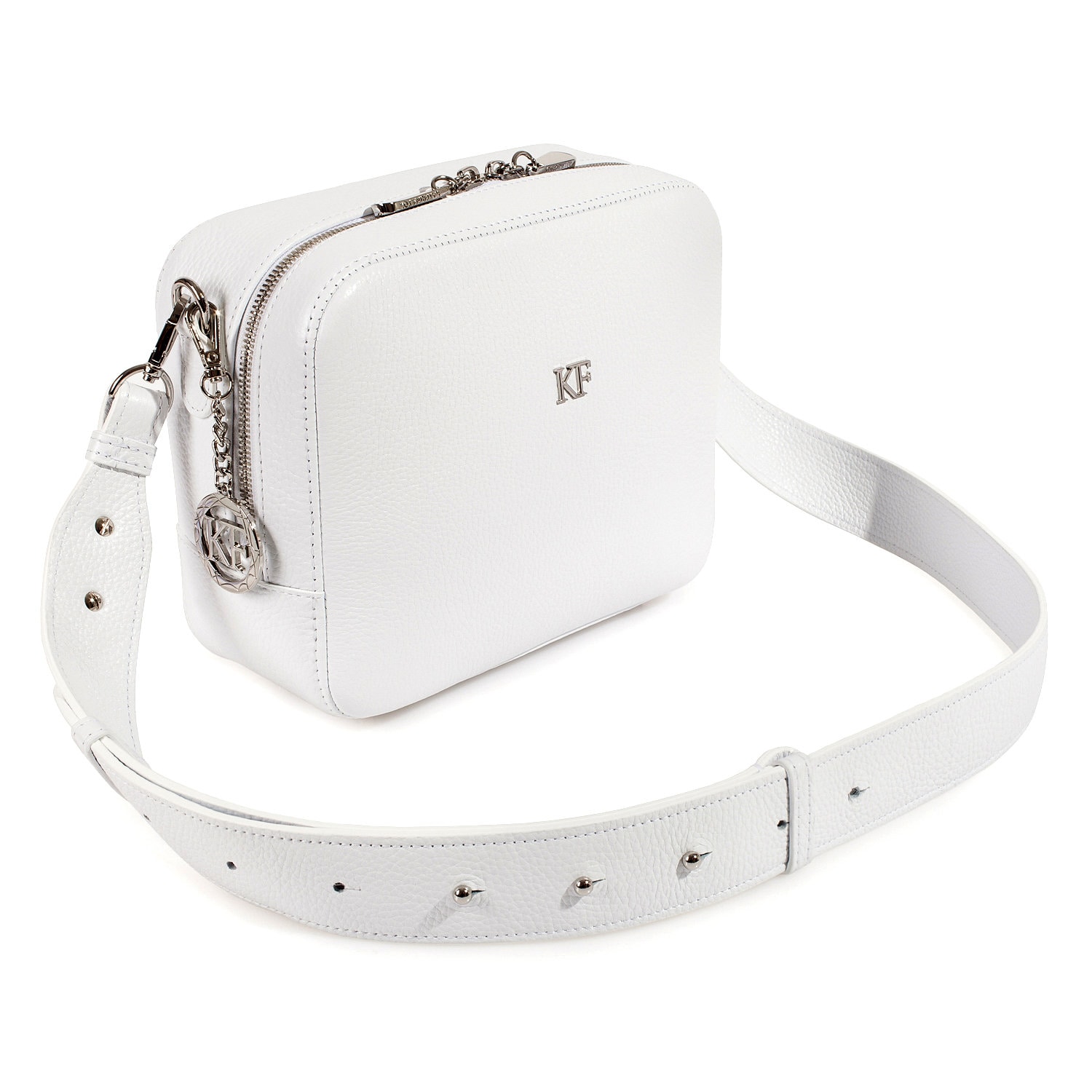 Leather Cross body Bag, White Leather Shoulder Bag, Women's Leather Crossbody Bag, Leather bag KF-3607 - Image 3