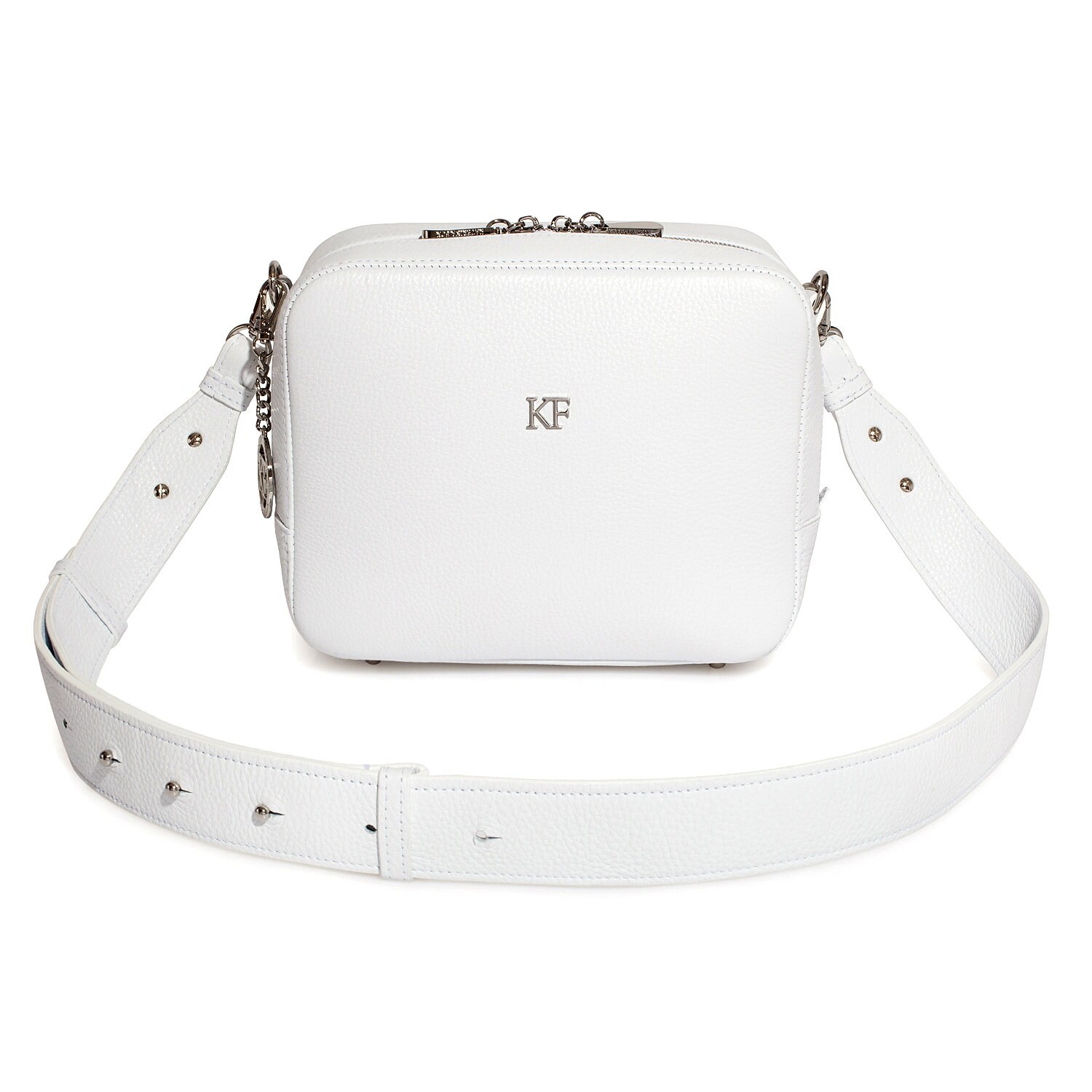Leather Cross body Bag, White Leather Shoulder Bag, Women's Leather Crossbody Bag, Leather bag KF-3607 - Image 2