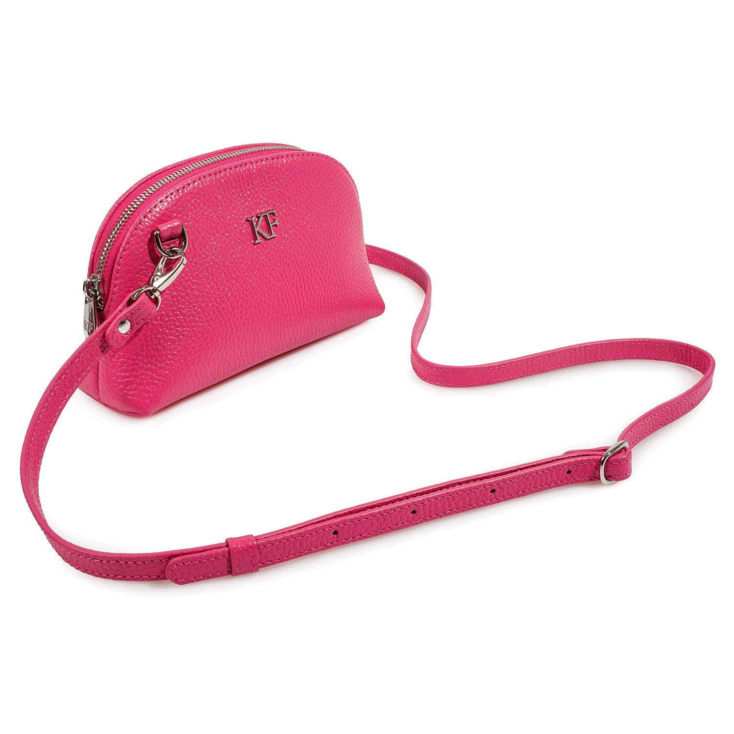 Leather Cross body Bag, Fuchsia Leather Shoulder Bag, Women's Leather Crossbody Bag, Leather bag KF-3755 - Image 2