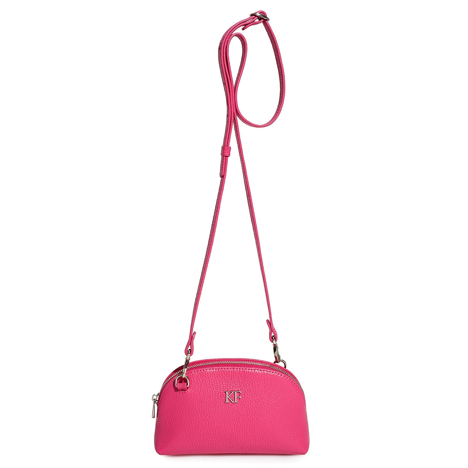 Leather Cross body Bag, Fuchsia Leather Shoulder Bag, Women's Leather Crossbody Bag, Leather bag KF-3755 - Image 3