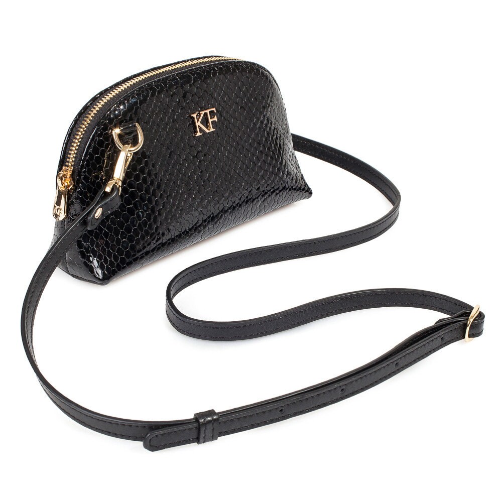 Leather SmallCross body Bag, Black Patent Leather Shoulder Bag, Women's Leather Crossbody Bag, Leather bag KF-4141 - Image 2