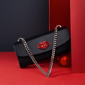 Leather Clutch, Leather Clutch Bag Purse, Black Leather Clutch KF-4831