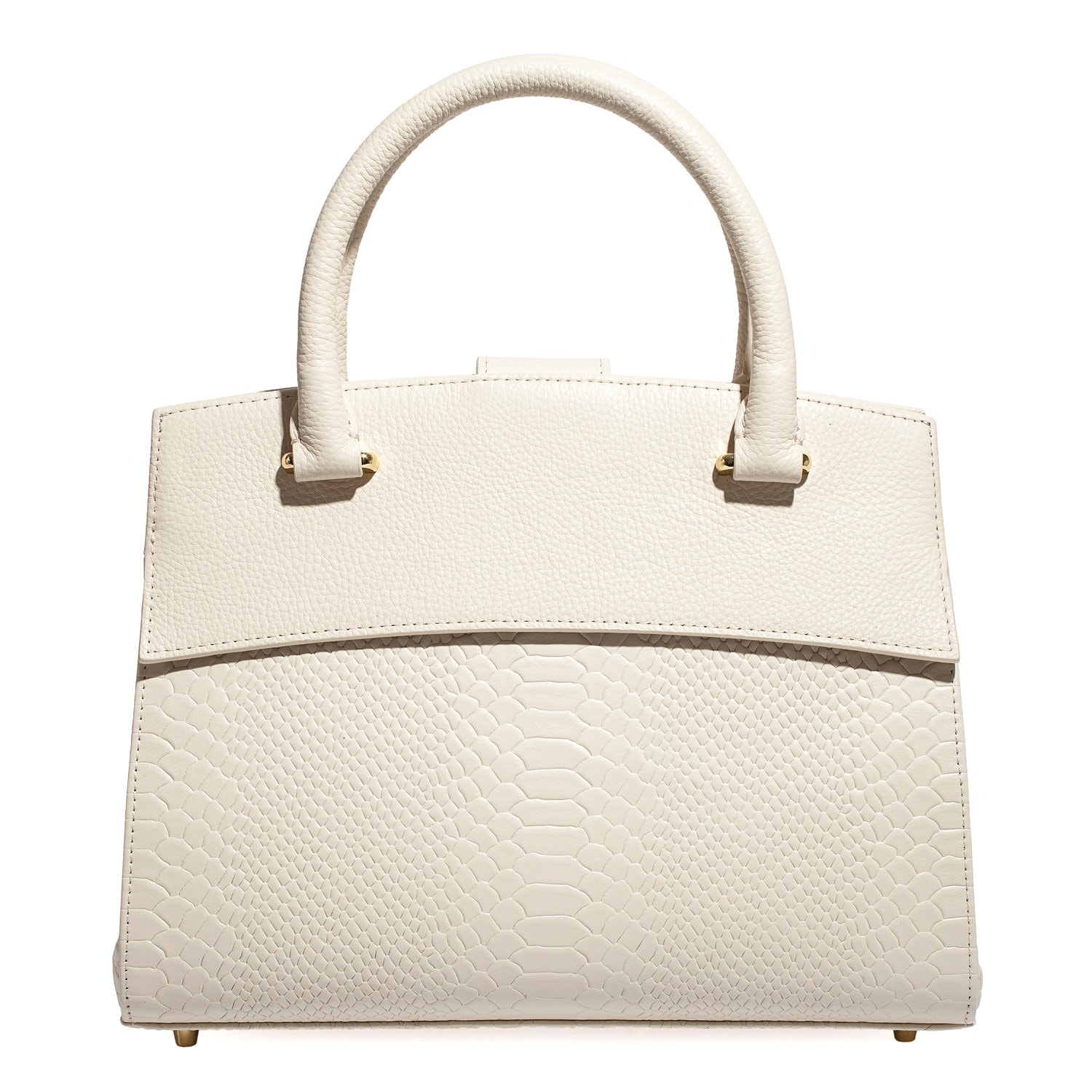 Leather Top Handle Bag, Cream Leather Handbag Top Handle, Women's Leather Bag KF-5034 - Image 4