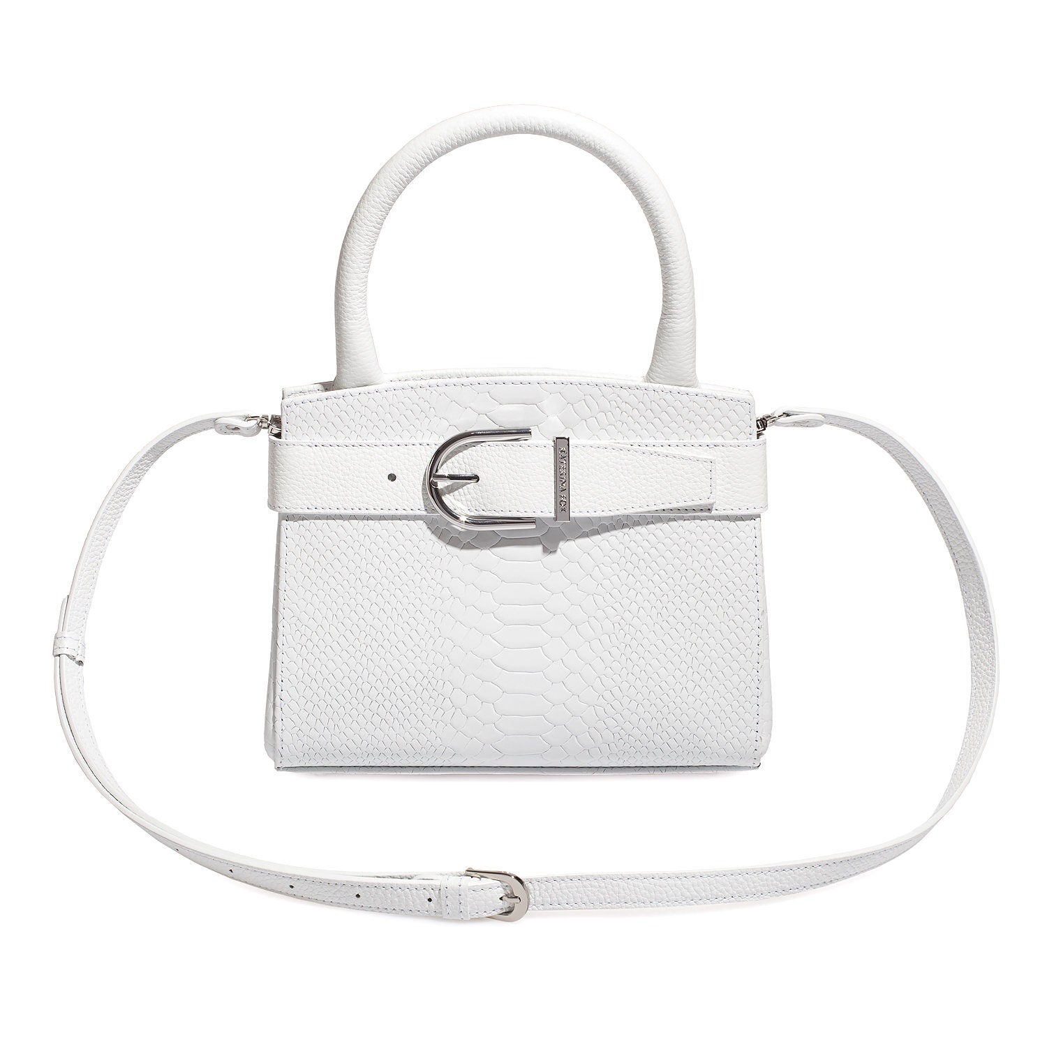 Leather Top Handle Bag, White Leather Handbag Top Handle, Women's Leather Bag KF-4986 - Image 5